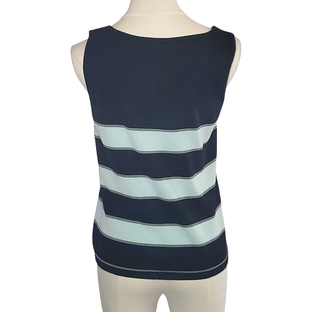 TAHARI - Size 4 Black & Mint Striped Sleeveless Sweater - Picture 3 of 6